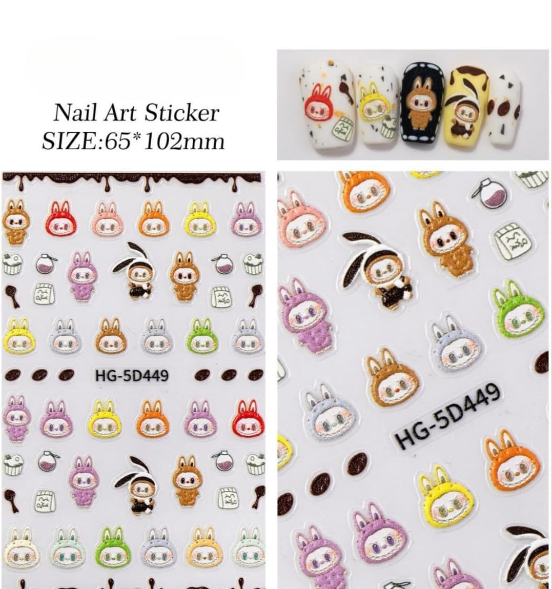 Tırnak Sanatı Sticker Tavşan Karikatür Nail Art 65x102mm