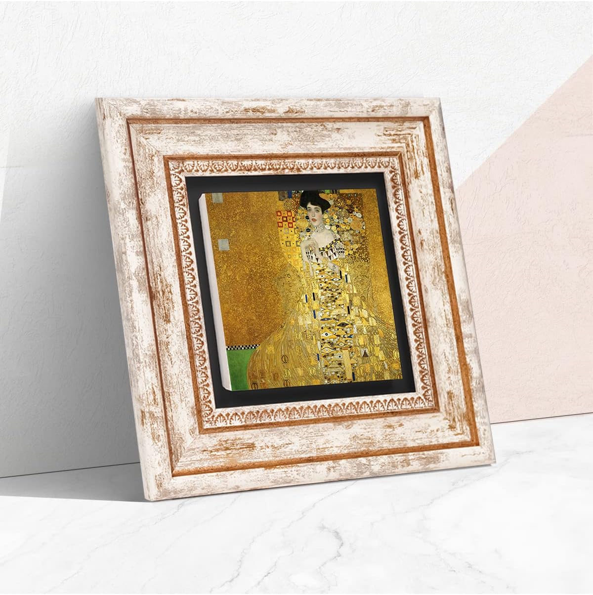 Gustav Klimt Adele Bloch-Bauer'in Portresi Taş Duvar Tablosu - Çerçeveli Taş Tablo - Dekoratif Duvar Sanatı - Modern Ev ve Ofis Duvar Dekoru K1-274