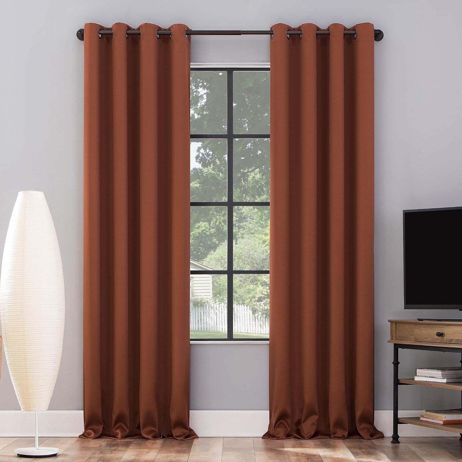 Nordic 2'li Paket Tiyatro Sınıfı Extreme Total Blackout Gromet Perde Panel Çifti, 132 cm x 160 cm, Terakota