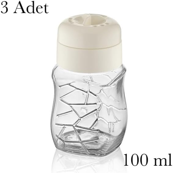 3 Adet 100 ml Tuzluk Biberlik Cam Baharatlık Bpa İçermez Ev Ofis Lokanta Cafe Kırık Beyaz