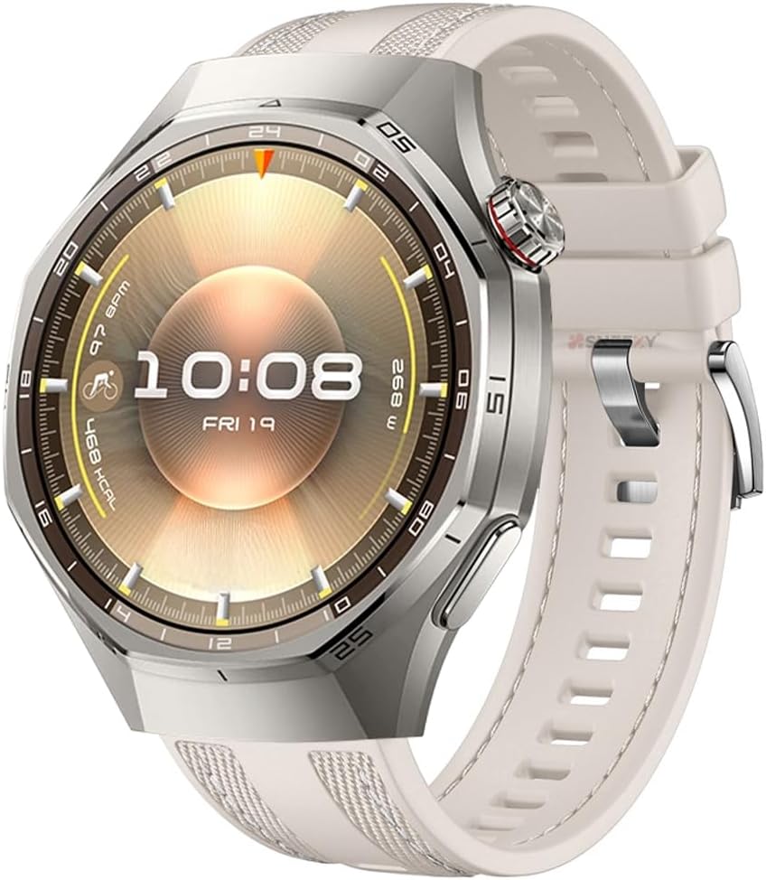 Huawei Watch GT6 Pro 46mm ile Uyumlu Metal Tokalı Dikiş Detaylı Şık Dokuma Silikon Kordon