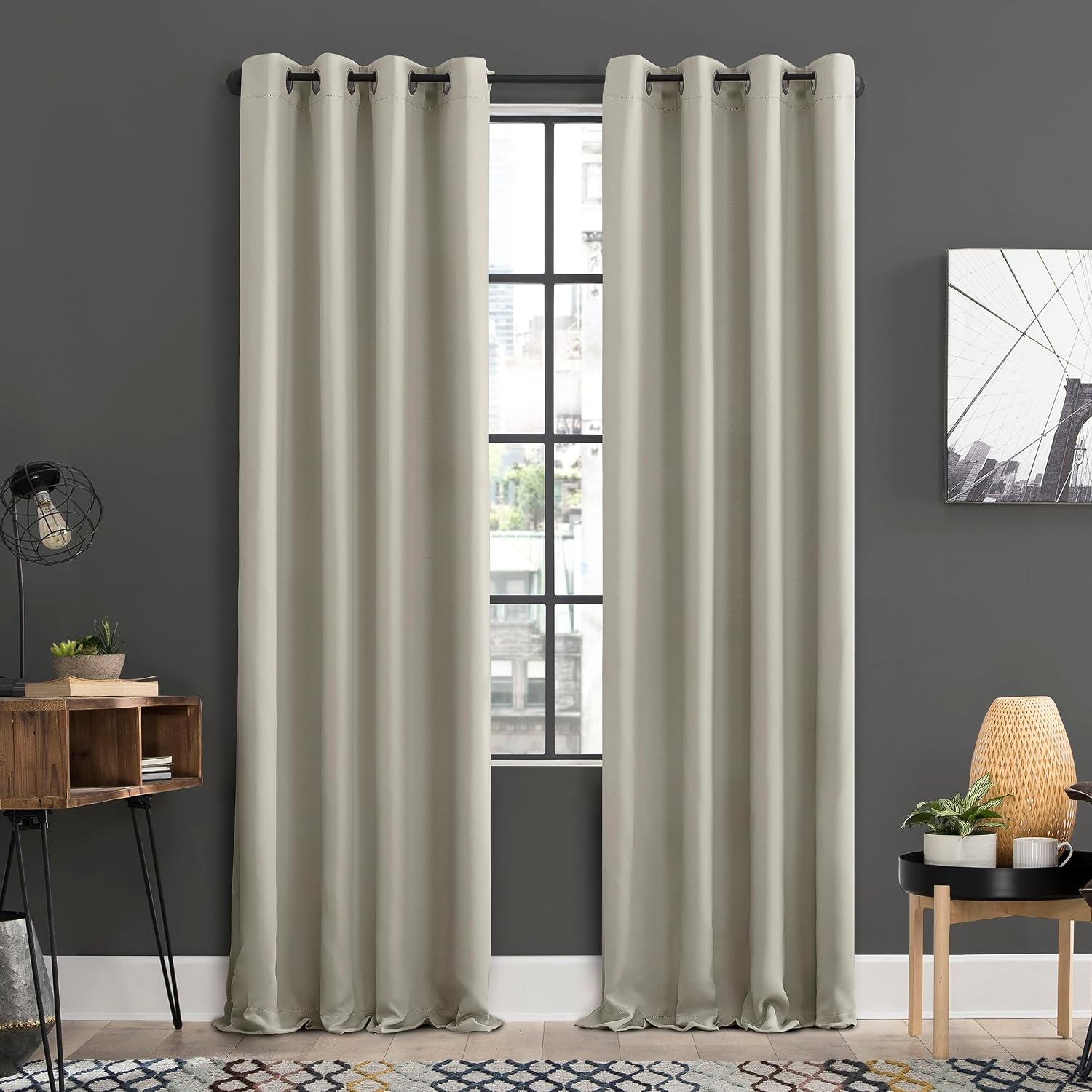 Soho 2'li paket Karartma Enerji Verimli Gromet Perde Panel Çifti, 137,16 cm x 213,36 cm, İnci