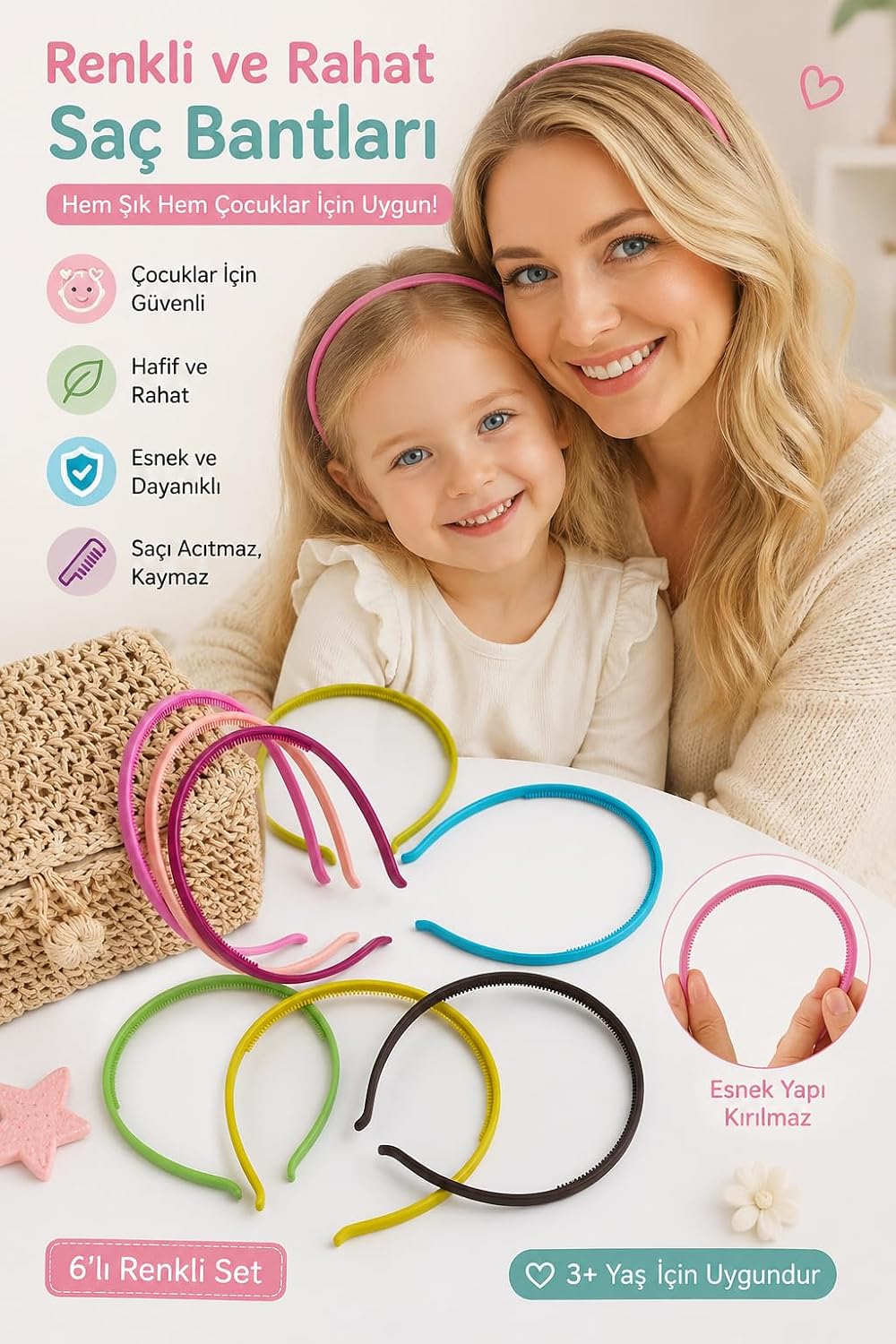 Çocuk Tacı 6'lı Rengarenk Set,Kadın Çocuk Mandal Toka, Lastik Toka Seti, Toka Organizer, Toka, Kız Çocuk Toka, Toka yeni