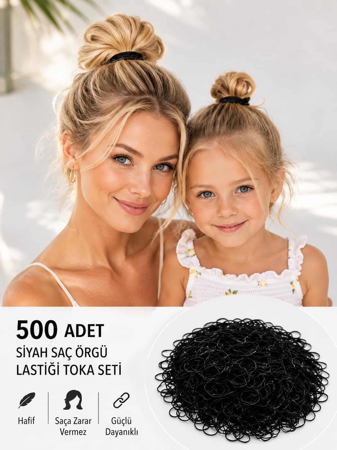 500 Adet Siyah Saç Örgü LastiğiToka Seti Lastik Toka Seti, Lastik Toka Seti, Toka Organizer, Toka, Kız Çocuk Toka, Toka Organizer