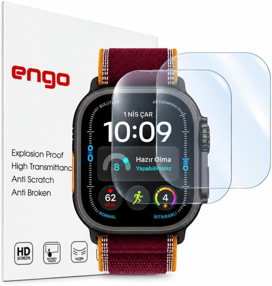 Apple Watch Ultra 4 49mm İle Uyumlu Ekran Koruyucu A3579 Nano Parlak 9H Esnek Cam Çizilmeye Dayanıklı