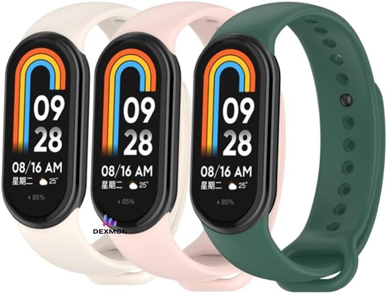 Xiaomi ile Uyumlu Mi Band 8 Mi Band 9 Mi Band 10 Uyumlu 3'lü Paket Silikon Kordon Seti Bileklik Metal Pimli