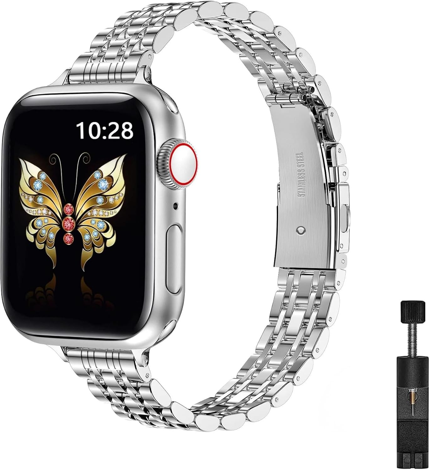Apple Watch Uyumlu Jubilee İnce Çelik Kordon - 49/46/45/44/42/41/40/38mm Uyumlu - Apple Watch SE Series 3/2/1 & Watch Ultra 3/2/1 & Series 11-1