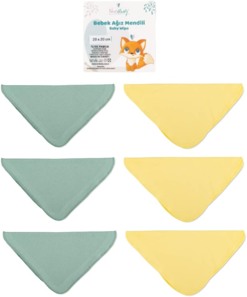 6’lı Bebek Ağız Mendili – Sunrise - Salya Mendili Ağız Silme Mendili 100% Pamuk 20x20cm
