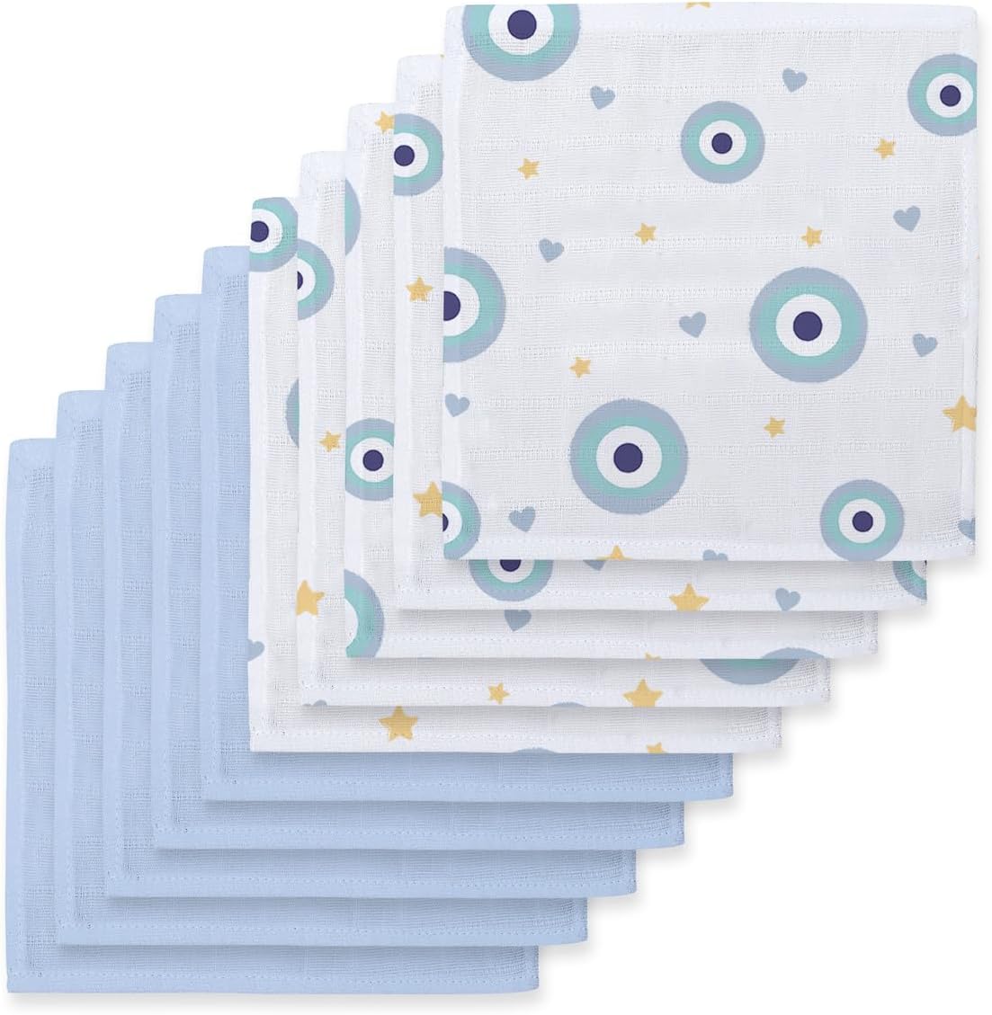 % 100 Pamuk Müslin Bebek Ağız Bezi Paketi – Le Nazar & Endless Blue 10`lu AGZBEZ-10L-NZRENB