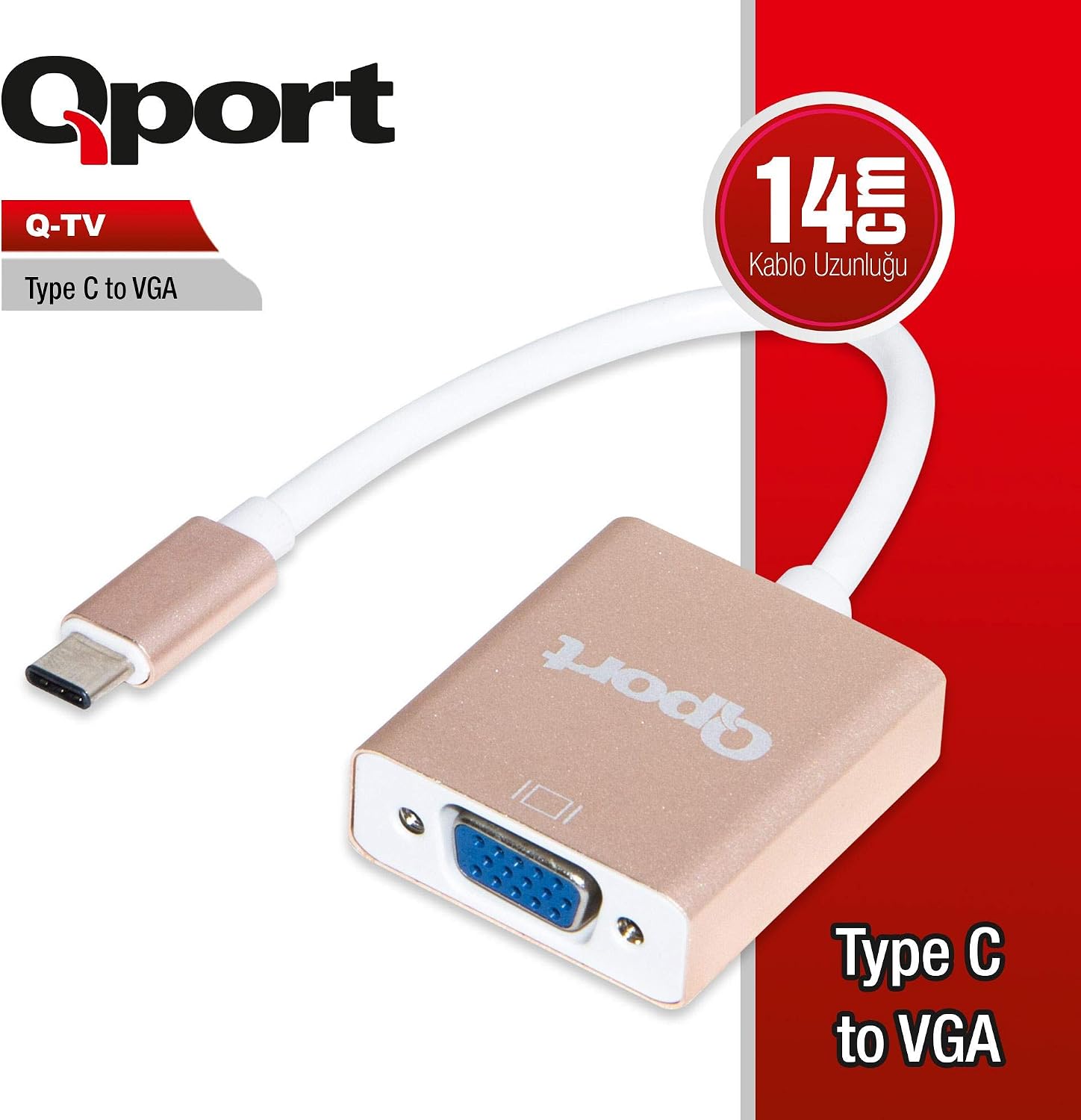 Q-Tv Type C Den Vga Ya Dönüştürücü