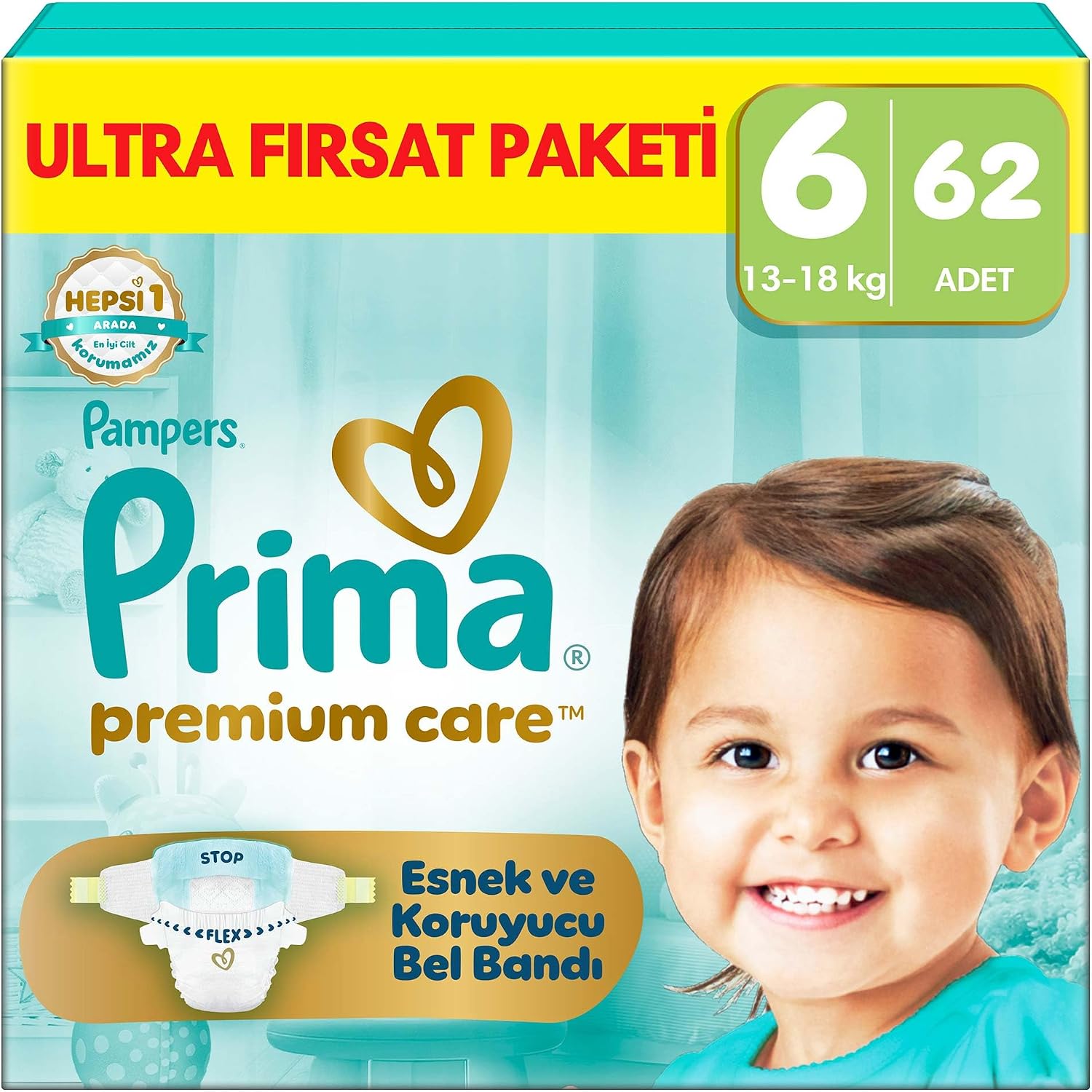 Bebek Bezi Premium Care 6 Numara 62 Adet Ultra Fırsat Paketi