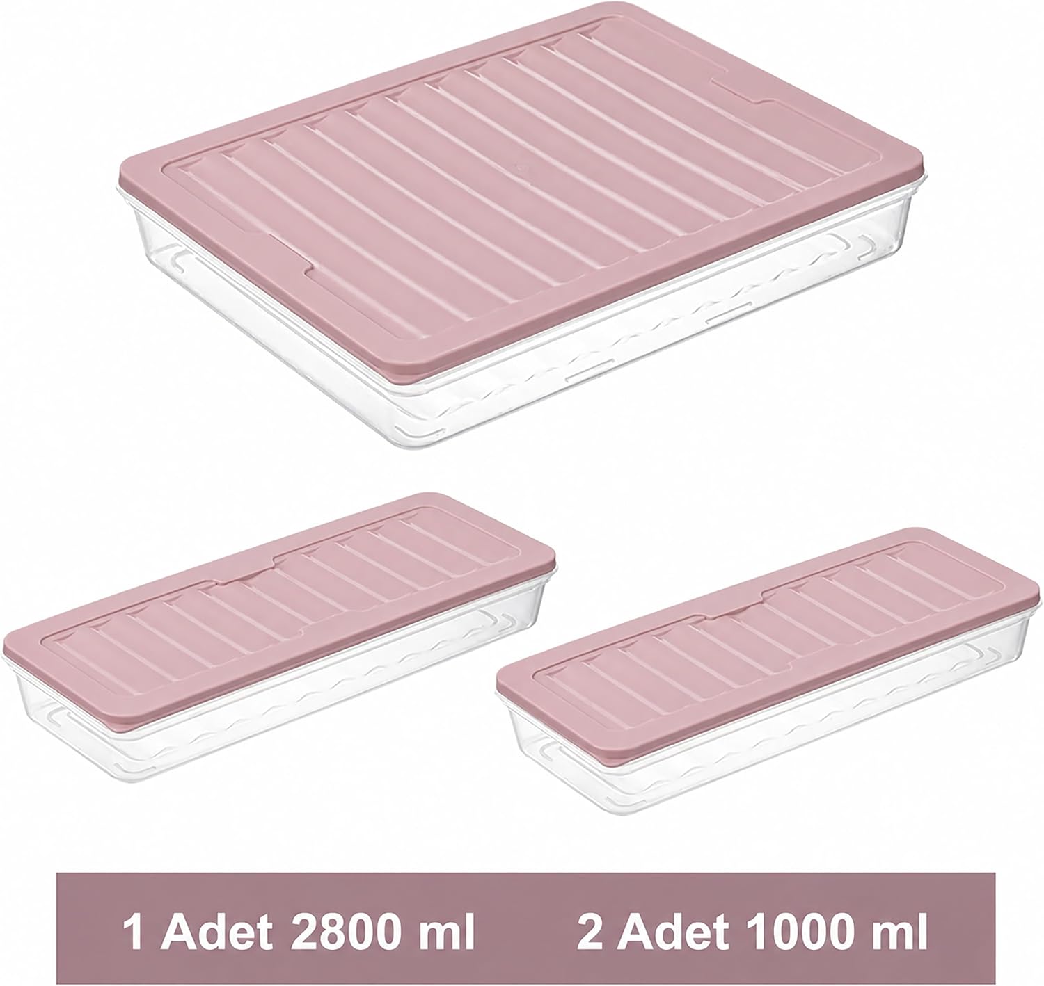Buzdolabı Organizeri, Buzdolabı İçin Çok Amaçlı Saklama Kabı, Fresh Box, Şeffaf ve Ayarlanabilir, Gıdaları Taze Tutma Özelliği, Mutfak Düzenleyici (4800 ml Pembe)
