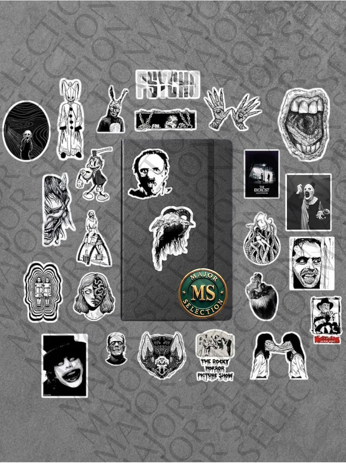 Black And White Horror Paketi/Bullet Journal Defter Çıkartma Ajanda Laptop Etiket