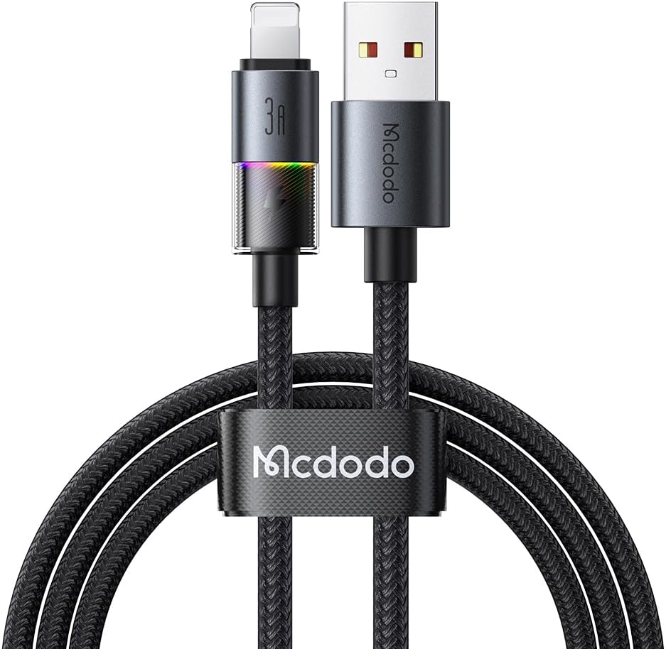CA-8170 Usb iPhone 3A 7 Renkli LED Işıklı Şarj Data Kablosu