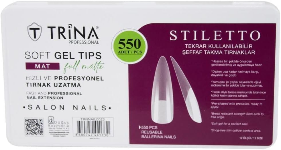 Trina Soft Jel Takma Tırnak - Stilletto (FULL MAT) 550' Li - 23