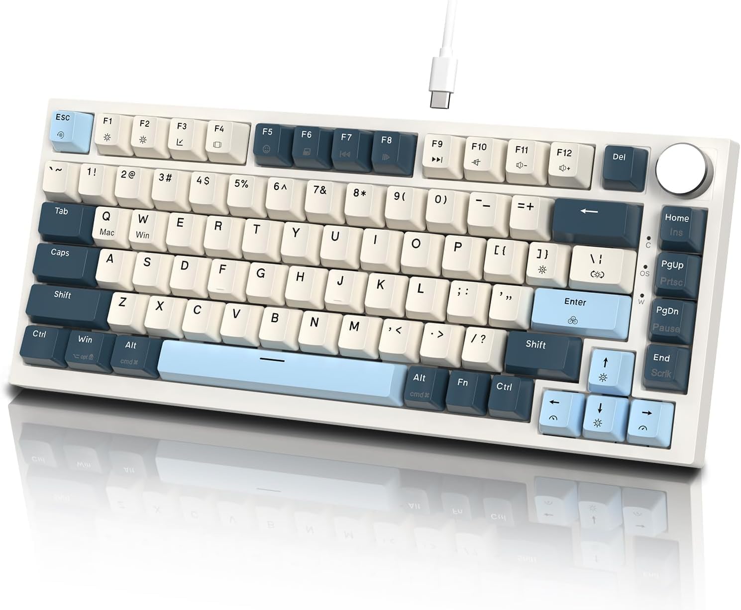 K85 Mekanik Klavye – 75% Kompakt Tasarım, Manyetik Anahtarlar, Ayarlanabilir Tepki Süresi, RGB Işık, Döner Kontrol Tuşu, DKS/MT/TGL Destekli, PC/Mac Uyumlu - Blue