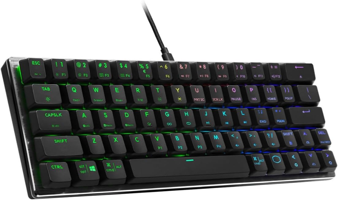 SK620%60 Uzay Grisi Mekanik Düşük Profilli Oyun Klavyesi, Mavi Anahtarları Tıklayın, Özelleştirilebilir RGB, Ergonomik Tasarım, USB-C Bağlantısı, Mac/Windows, QWERTY (SK-620-GKTL1-US)