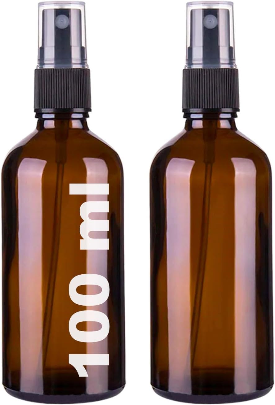 100 ml Kapaklı Siyah Sprey Amber 100 Cc Fısfıs Kolonya Dezenfektan Kahverengi Cam Şişe 2 Adet (Amber Şişe | Siyah Sprey, 100 ml)
