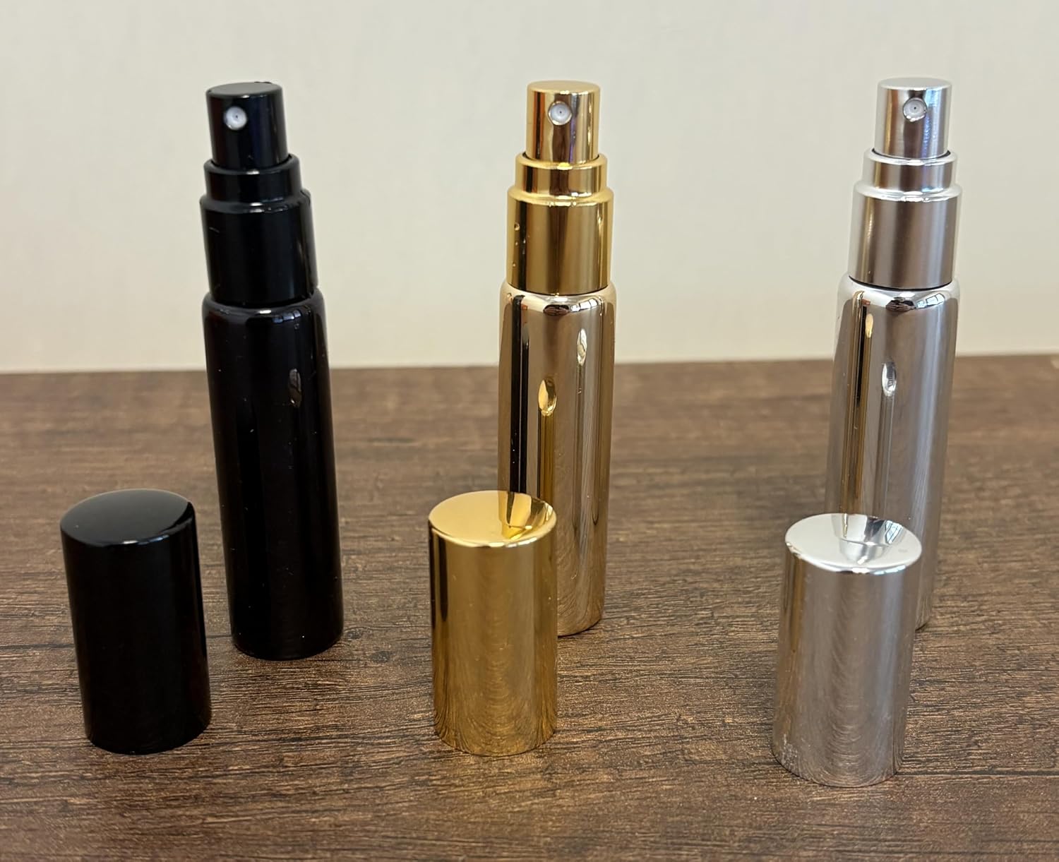 3 Adet Doldurulabilir Cep Parfüm Spreyi Gold Silver Black Renk Cam Parfüm Şişesi 10ML