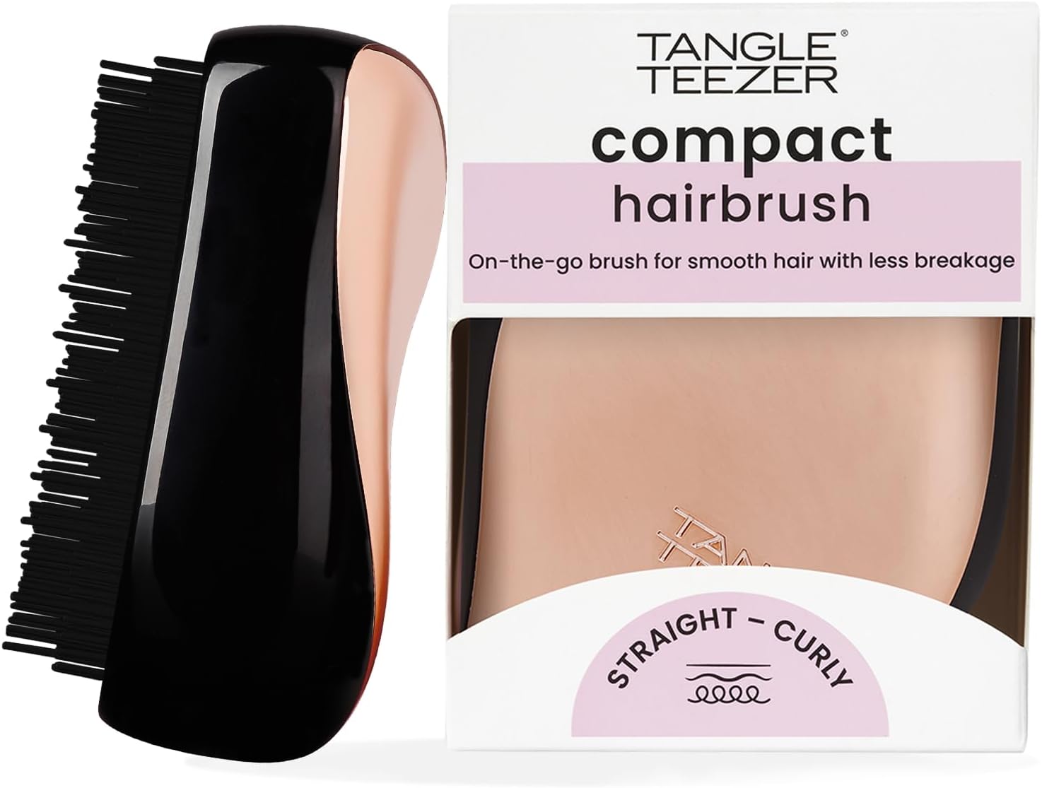 Compact Styler Rose Gold Black Saç Fırçası -Seyahat ve Çanta Boy Tarak