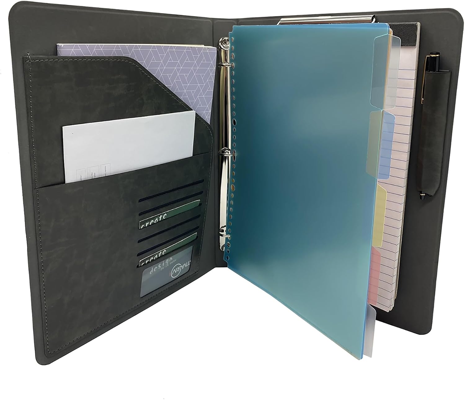 Renkli klasörlü, iş ve röportaj Padfolio, 3 halkalı klasör, pano