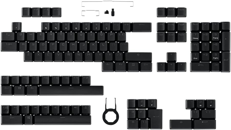 ROG PBT Doubleshot klavye seti (tuş kapakları, sağlam PBT, kısaltılmış şaft, orta yükseklikte profiller) çok renkli, tek beden