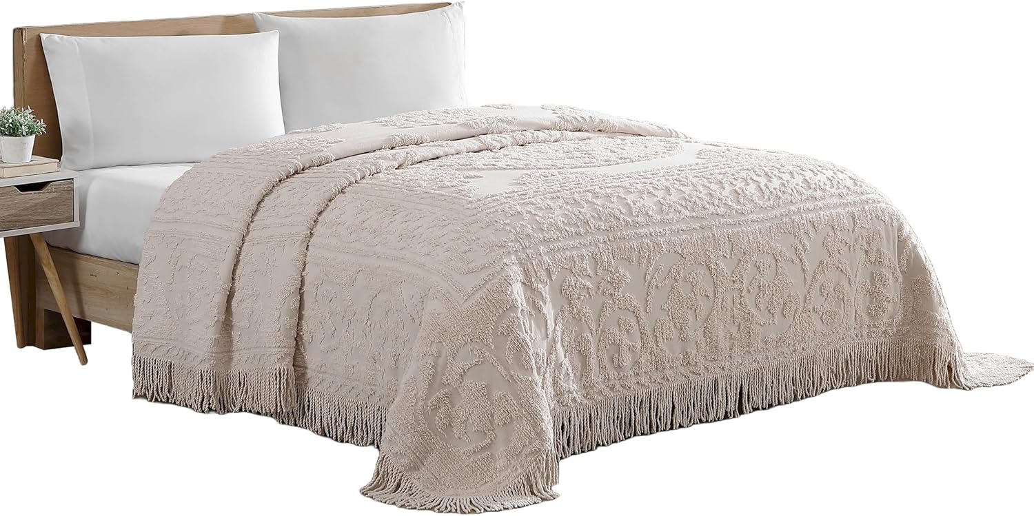 Madalyon Şönil Yatak Örtüsü, Queen Size, Blush