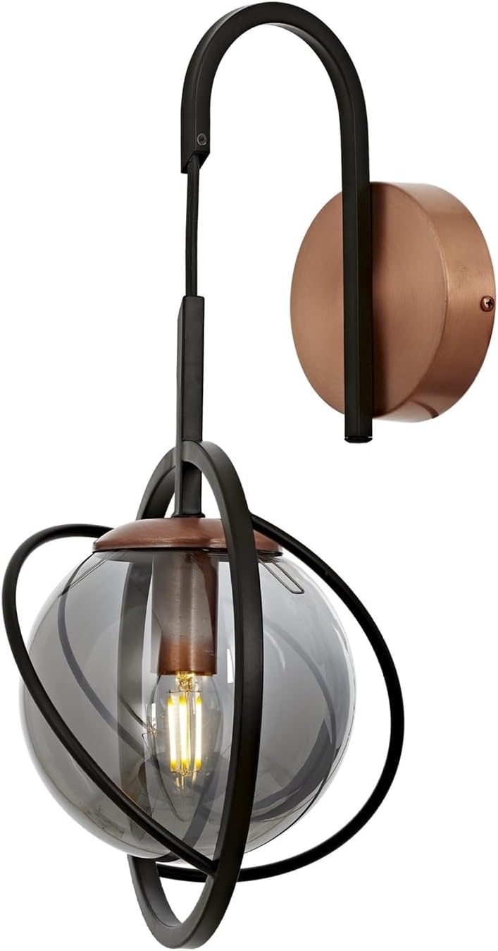 AP-60291-1BSY Siyah Boyalı Aplik E14 Metal Cam 22x24cm