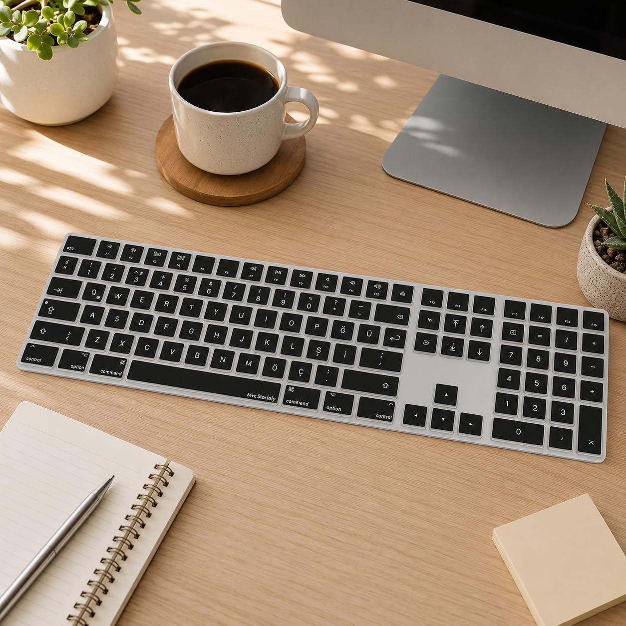 Apple Magic Keyboard 2 A1843 Numerik Türkçe Q Klavye Koruyucu – US ANSI Enter Uyumu Ile Türkçe Yapma Kaplama Ultra İnce Silikon Keyboard Cover Toz ve Sıvı Koruma Siyah