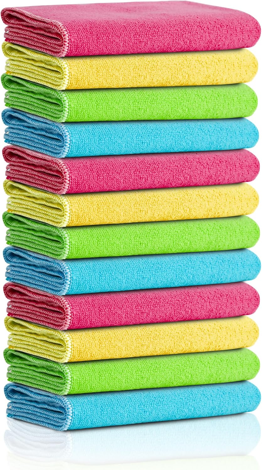 Mikrofiber Temizlik Bezi | Klasik Serii | 250 GSM | Banyo, Mutfak Bezi | Bulaşık Kurulama Bezi | 4 Renk x12 Adet