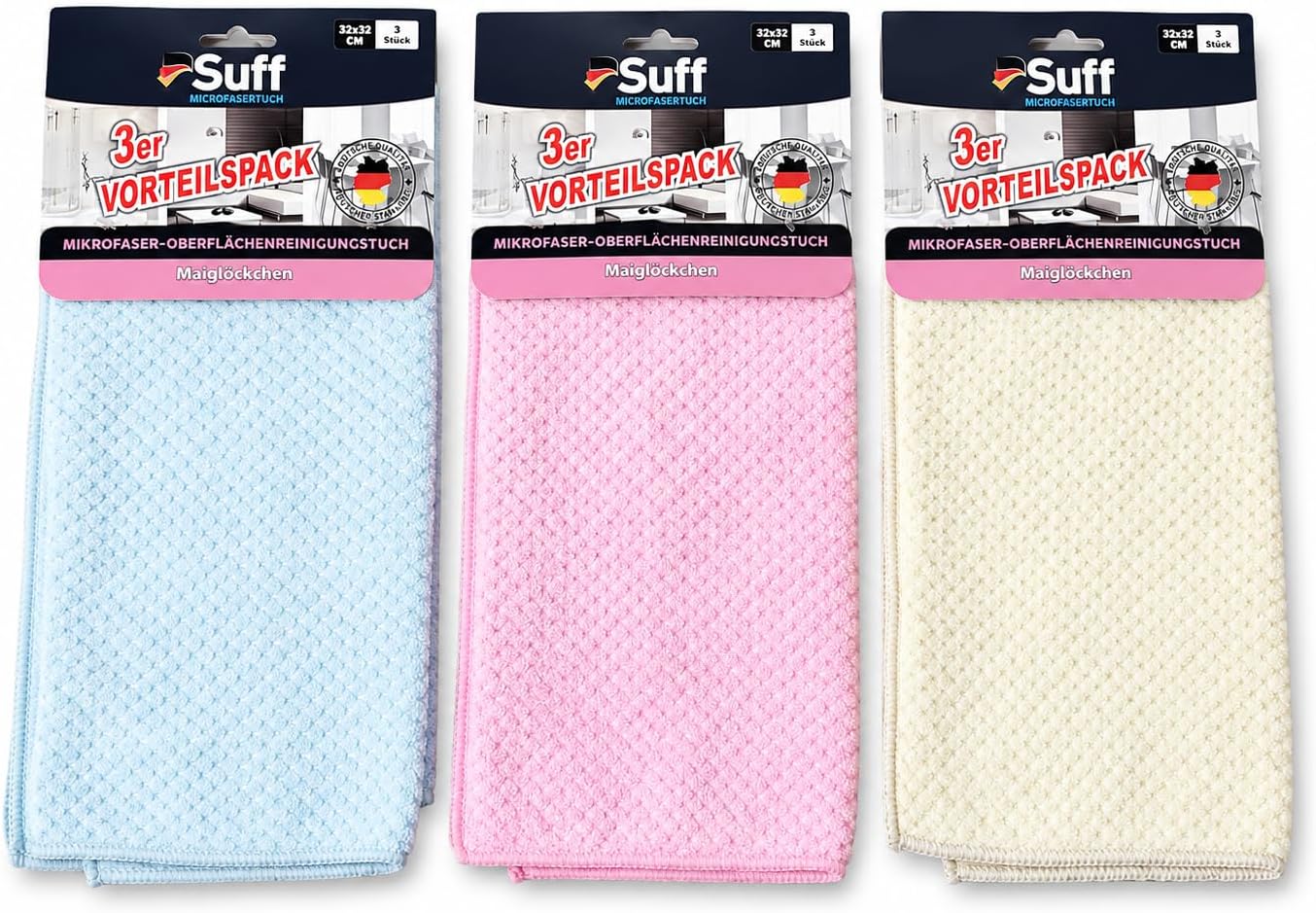 3'lü Müge Mikrofiber Temizlik Bezi 32x32 cm – Süper Emici, İz Bırakmayan Yüzey Temizlik Bezi – Karma Renk