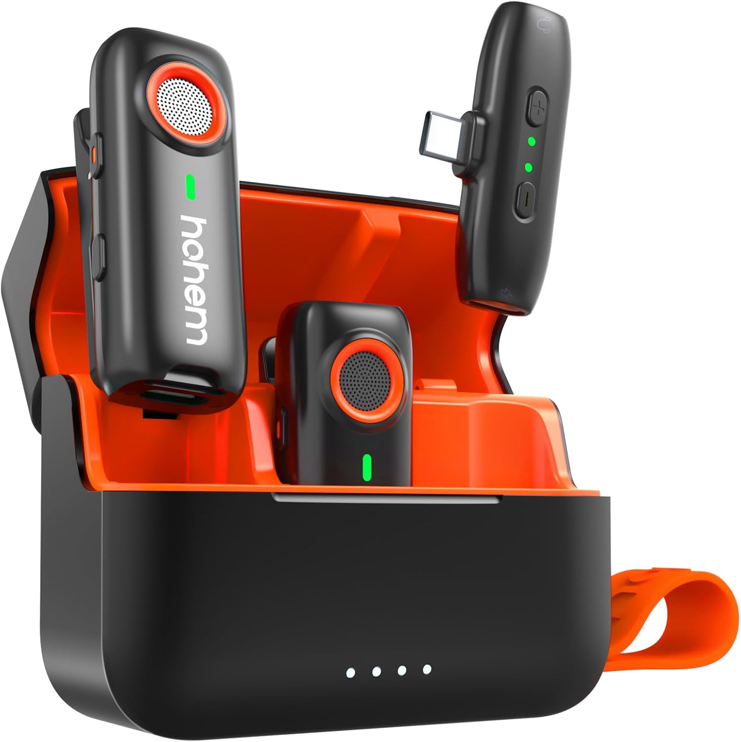 Mic-01 Kablosuz Yaka Mikrofonu, Anında Eşleştirme, DSP Gürültü Engelleme, 20 Saat Pil Ömrü, PC Android Kamera Gimbal için Mini Mikrofon, Video Kaydı/Röportaj, 2 TX+1 RX+Şarj Kutusu