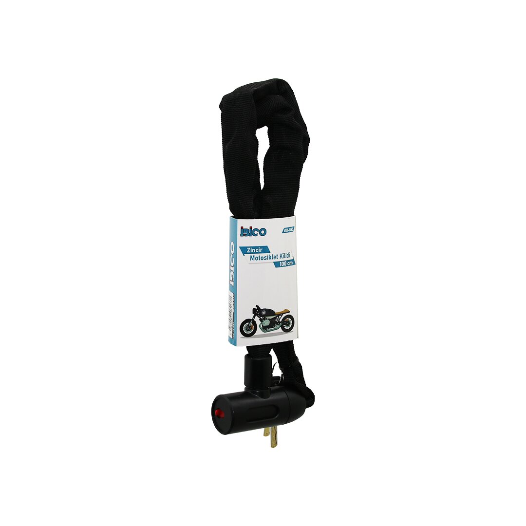 ZİNCİRLİ ANAHTARLI MOTOR - BİSİKLET KİLİT BEZ KILIFLI AÇ-KAPA KİLİT KAPAK 100CM