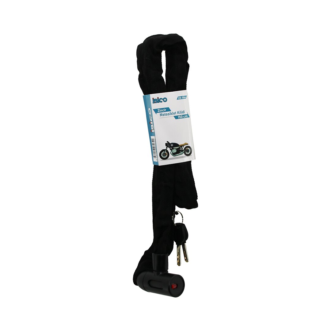 ZİNCİRLİ ANAHTARLI MOTOR - BİSİKLET KİLİT BEZ KILIFLI AÇ-KAPA KİLİT KAPAK 150CM
