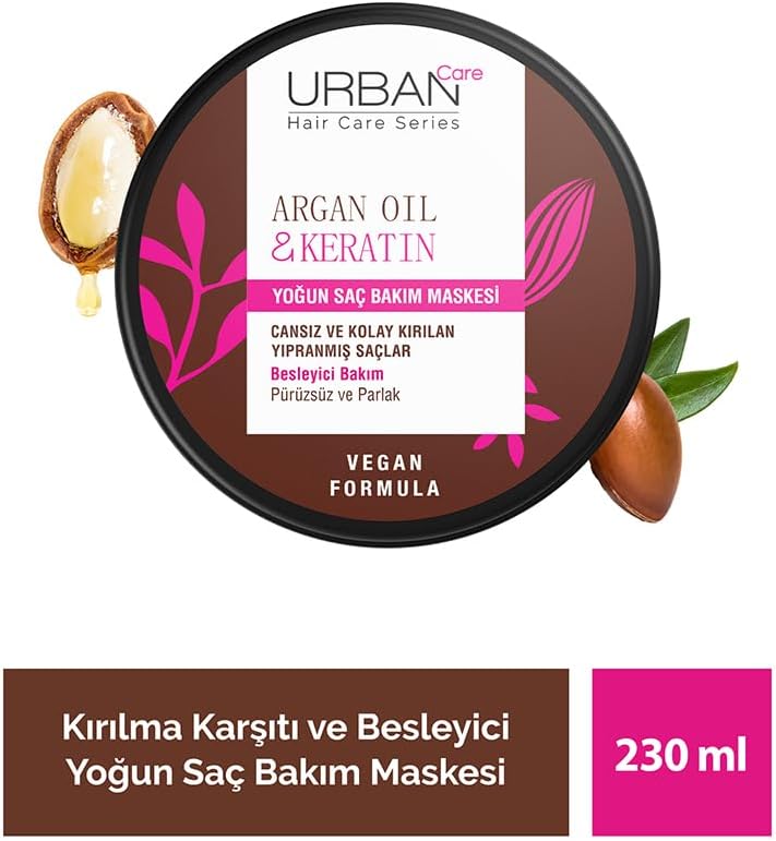 Argan Yağı & Keratin Kolay Kırılan Saçlara Özel Yoğun Saç Bakım Maskesi 230 ml- Vegan