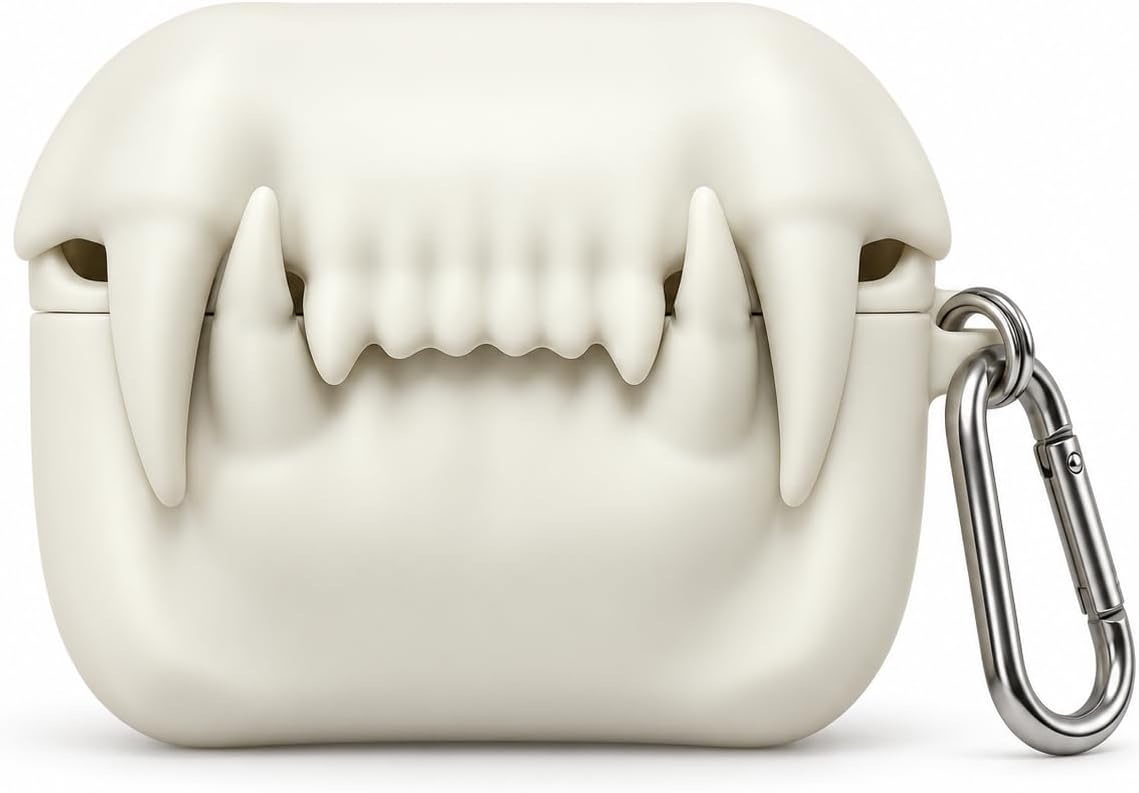 Apple AirPods 3 ile Uyumlu Vampir Dişli Karabinalı Kılıf