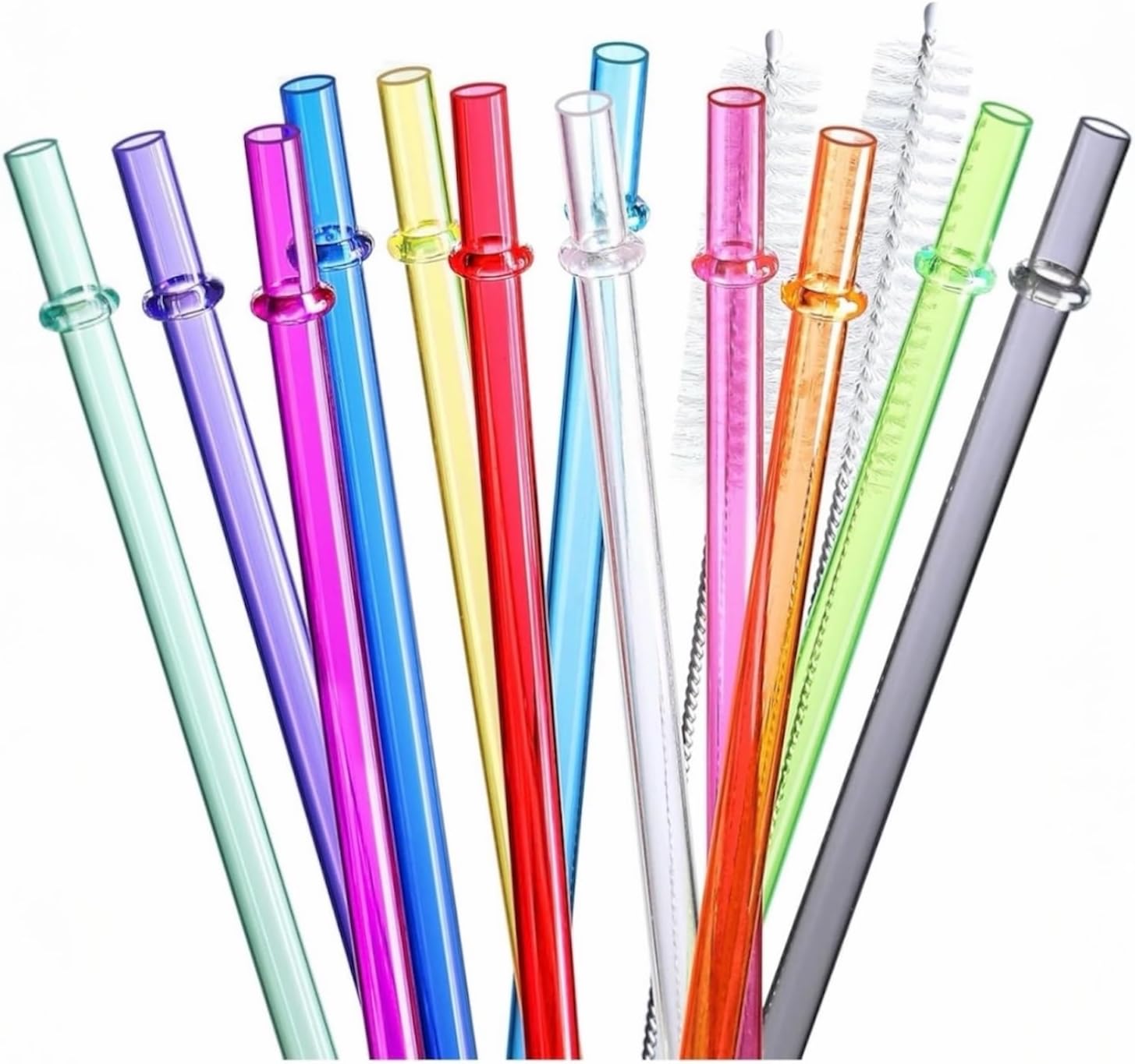 Stanley Quencher ile Uyumlu Premium Tritan Pipet Seti, 30 cm Ekstra Uzun, 10 mm Genişlik, Renkli, 4 Adet Pipet, 1 Temizleme Fırçası Dahil, BPA İçermez, Kırılmaz