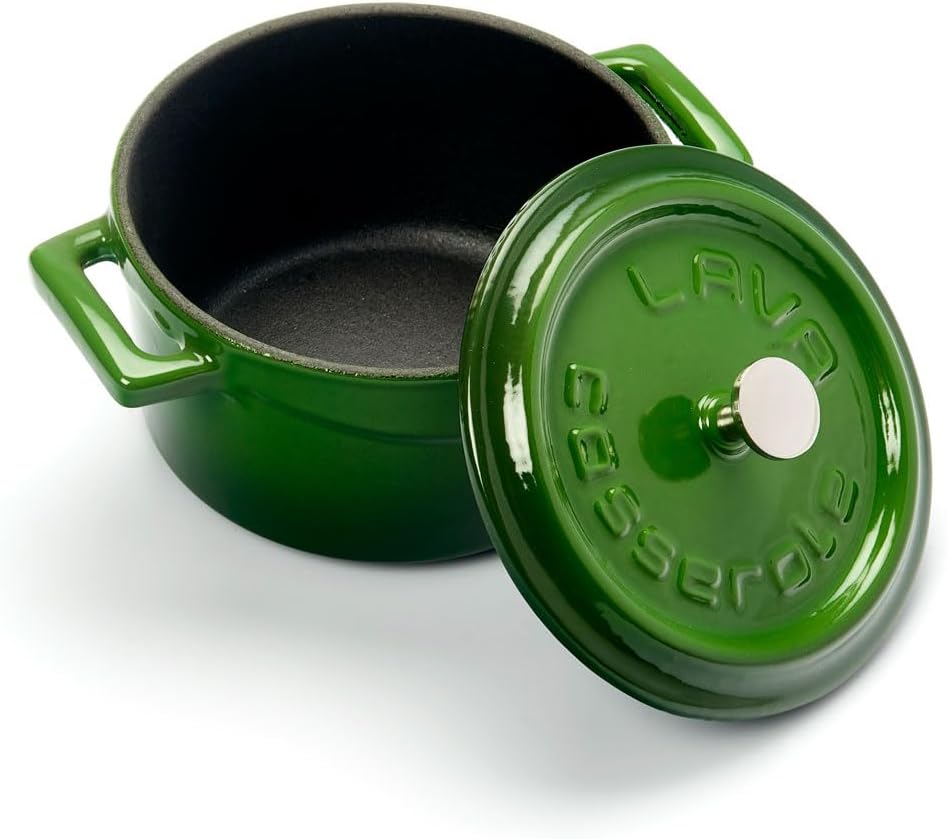 Metal Döküm Mini Tencere, 10 cm, 0.35 L Hacim, Yeşil