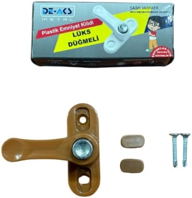 Pvc Kapı Pencere Pimapen Çocuk Emniyet Düğmeli Kilit Hırsız Güvenlik Mandalı Plastik Açık Kahverengi (2, Standart)