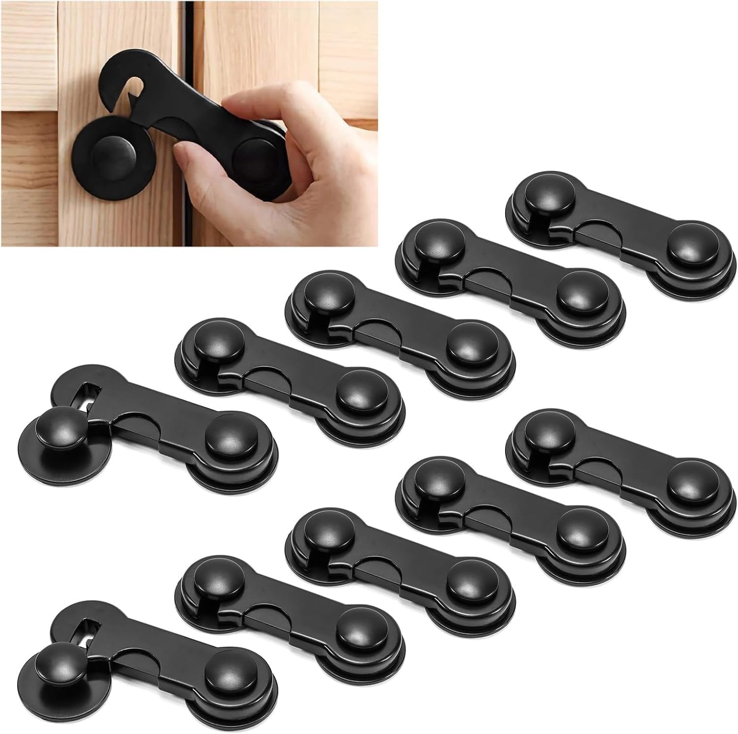 Çocuk güvenlik dolap kilitleri, 10'lu paket kendinden yapışkanlı dolap kapı kilitleri, kolay kurulum ve dayanıklı malzeme buzdolabı kilitleri, buzdolapları, dolaplar ve dondurucular için