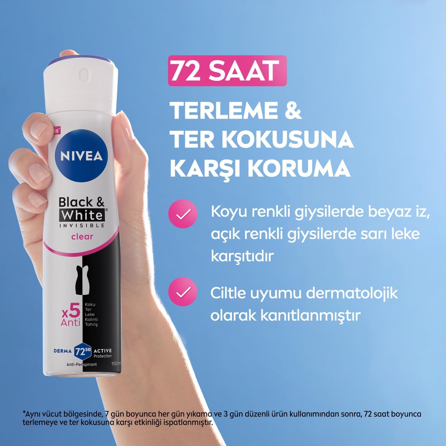 Kadın Sprey Deodorant Black&White Invisible Clear 150 ml, MEN Erkek Sprey Deodorant Black&White Fresh150 ml,2'li Paket