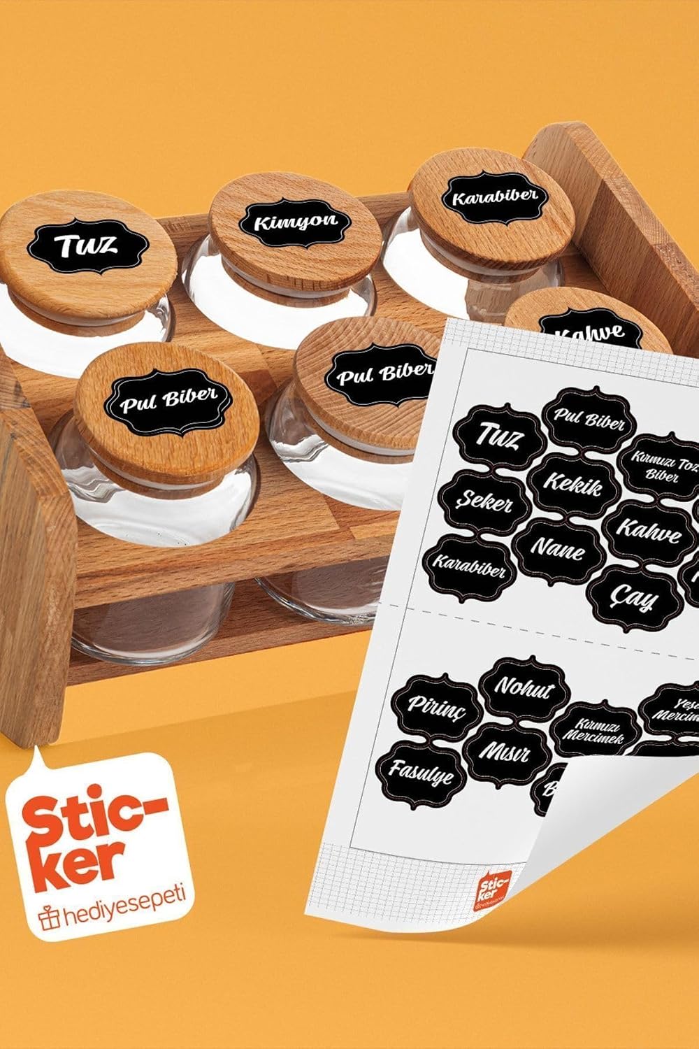 20 Adet Baharat & Bakliyat Kavanoz Etiketi Sticker