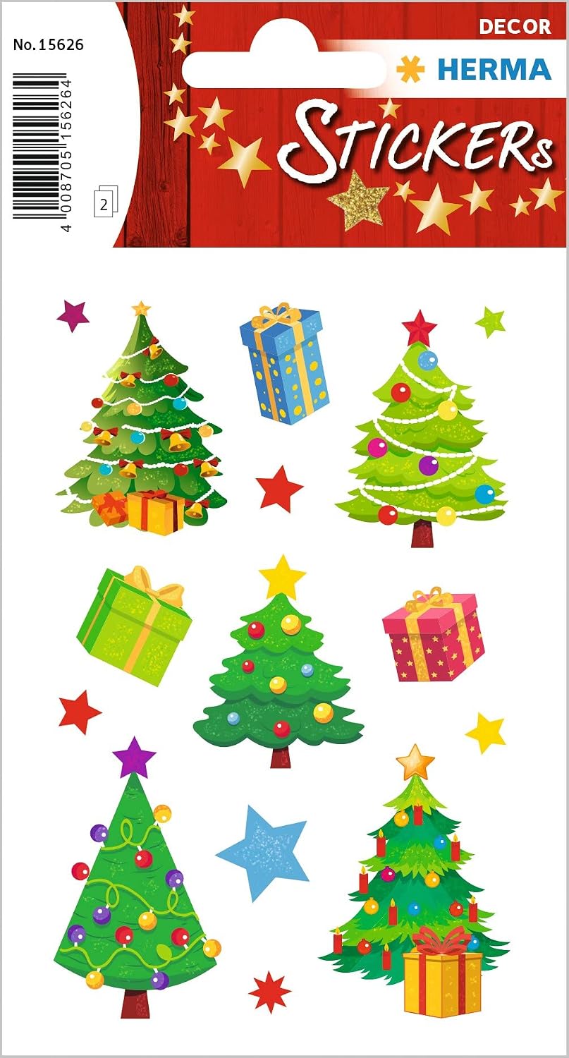 15626 çıkartma Noel ağacı kağıt, kendinden yapışkanlı, kalıcı, 2 yaprak / 30 çıkartma
