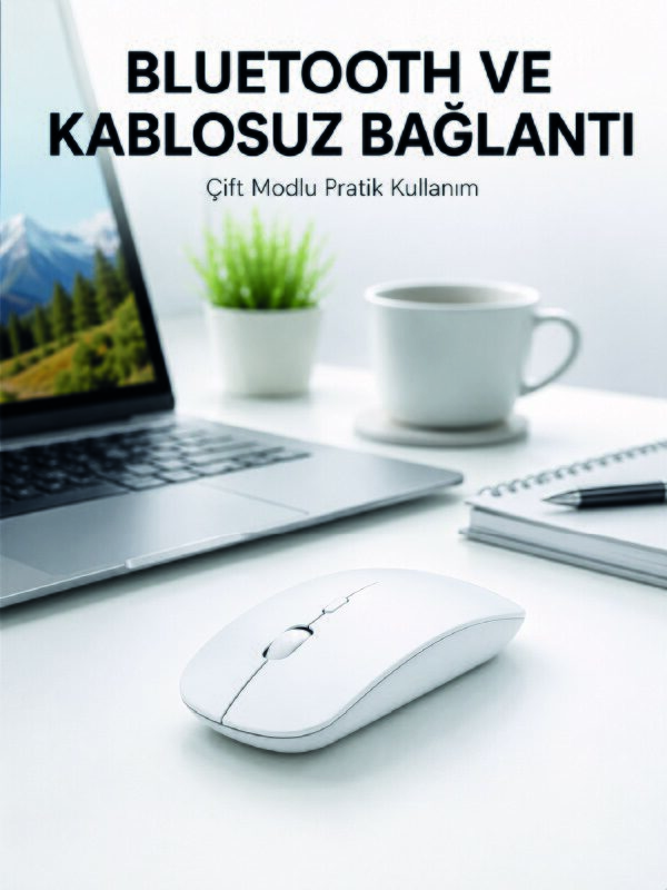 Bluetooth Kablosuz Wireless Mouse Şarjlı Sessiz Ergonomik 5000 DPI Fare