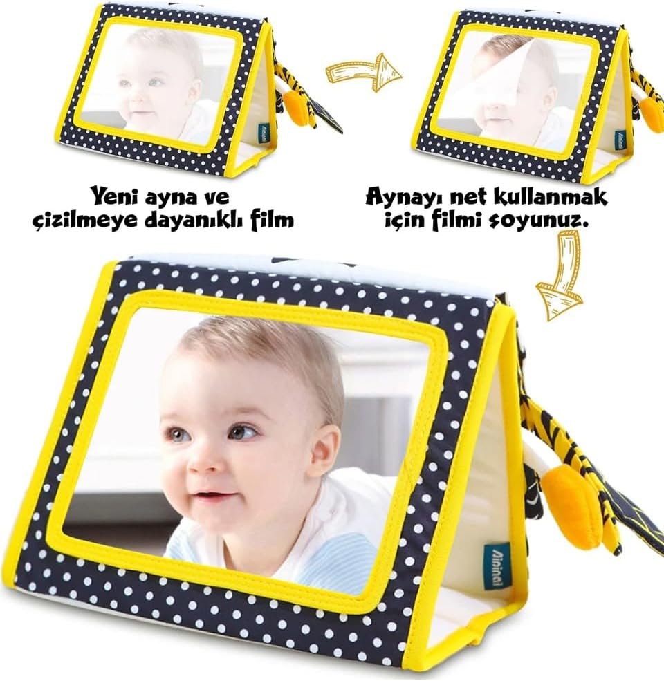 Tummy Time Hışırtılı Yumuşak Bez Aktivite Kitabı Sarı