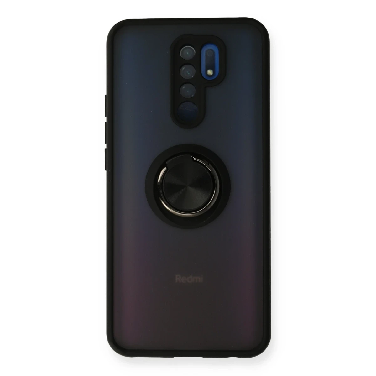 Xiaomi Redmi 9 Kılıf Montreal Yüzüklü Silikon Kapak - Siyah