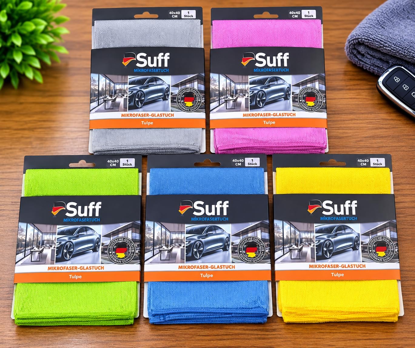 Suff Tulpe Mikrofiber Cam Temizlik Bezi 40x40 cm – Cam, Ayna ve Parlak Yüzey Bezi (Karma Renk)