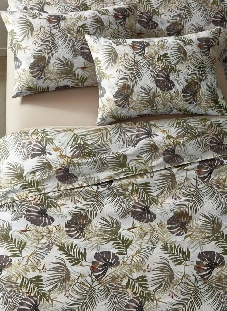 Tropikal Çift Kişilik Nevresim Takımı 200x220 cm 4 Parça 1 Adet Nevresim 1 Adet Çarşaf 2 Adet Yastık Kılıfı