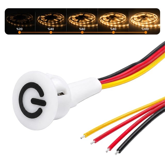 PM-30798 12V DC 16mm Gömme Dokunmatik LED Dimmer Kontrolcüsü Switch Buton Beyaz