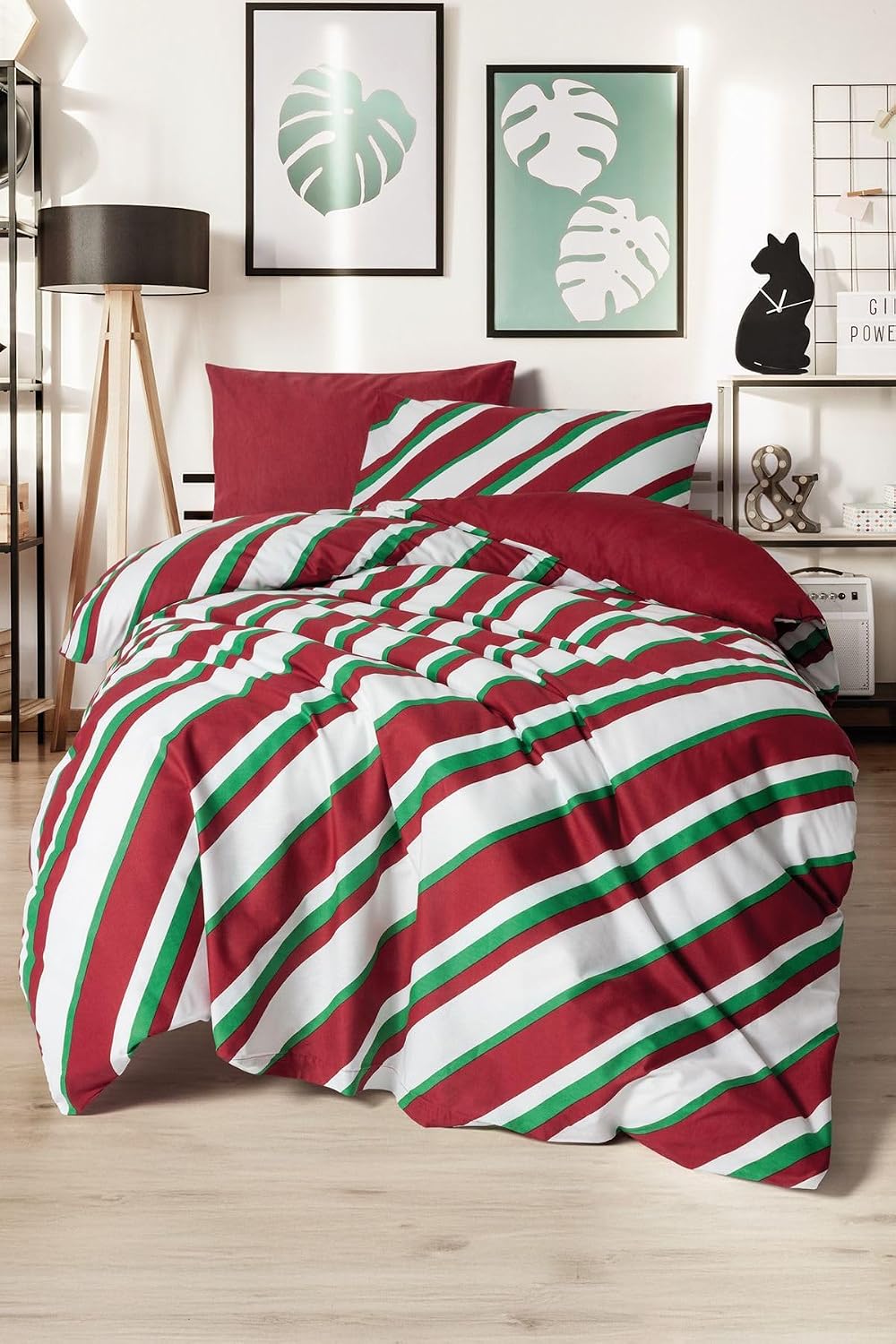 Festive Tek Kişilik Lastikli Çarşaflı Nevresim Takımı Merry Kırmızı